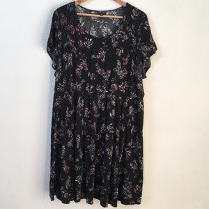 Torrid Black Floral dress with shoulder details